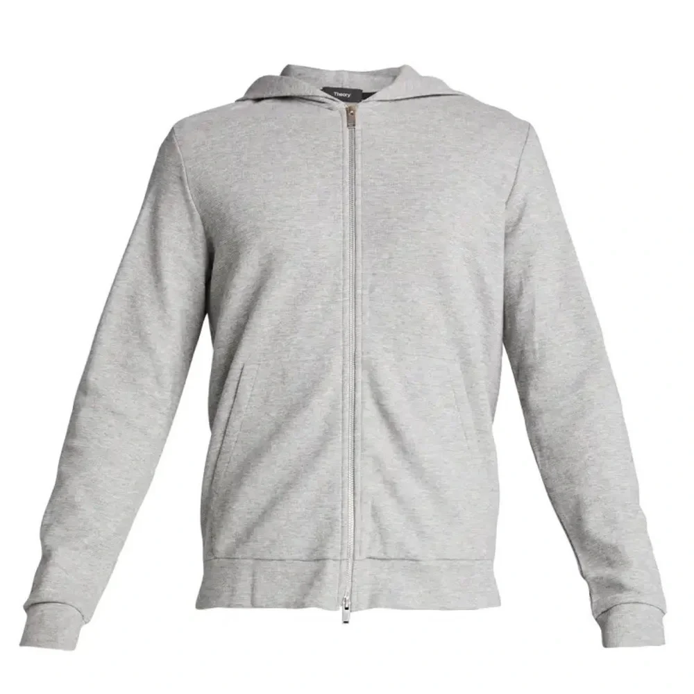 Theory Men's Heather Grey Ridge Waffle Hoodie Sweatshirt Size XXL - Picture 2 of 3